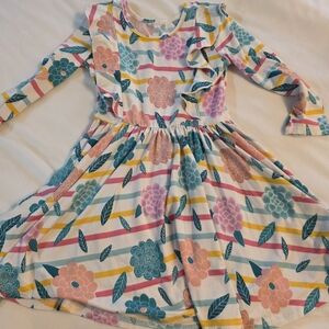 Dot Dot Smile Floral Striped Dress - Pink, Blue, Yellow